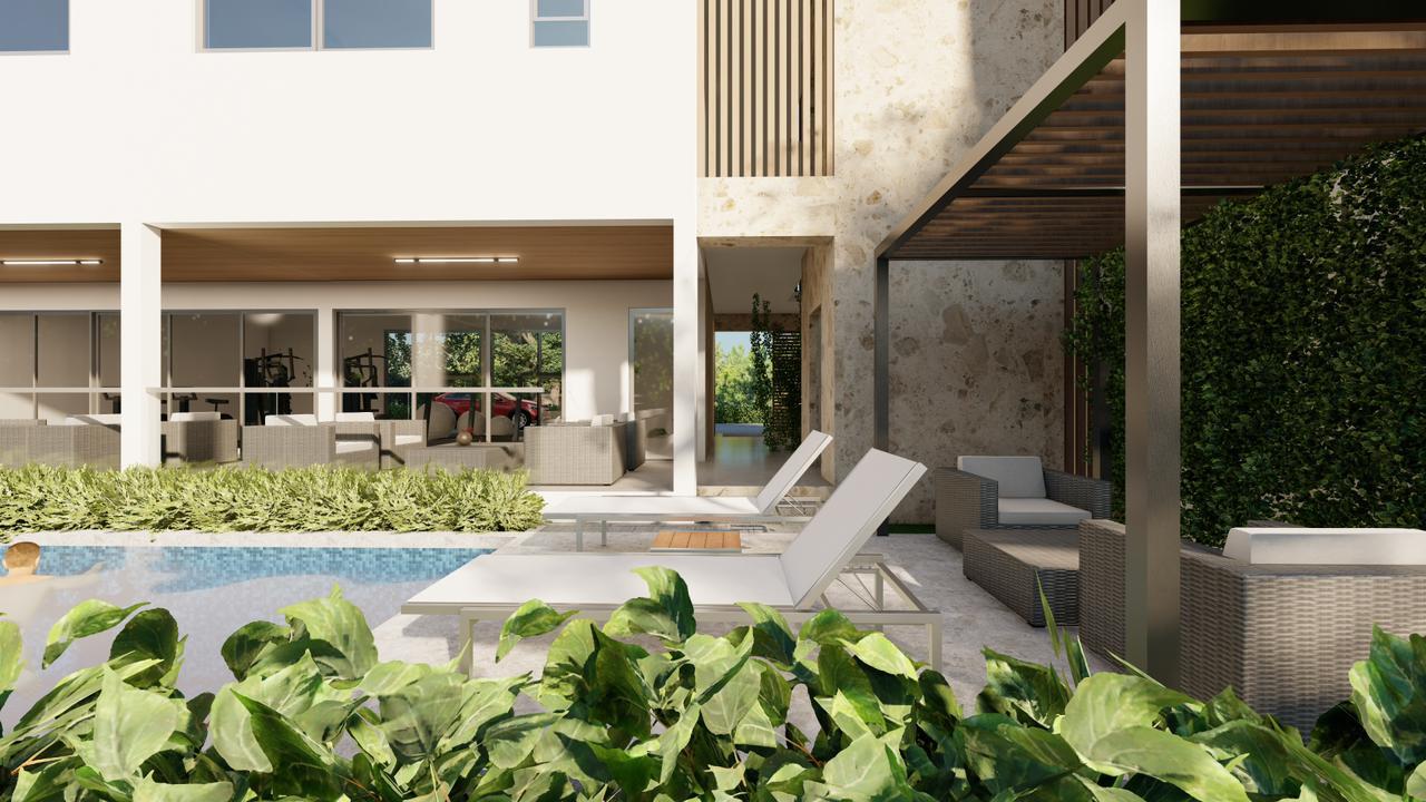 Diseño frontal con accesos y balcones